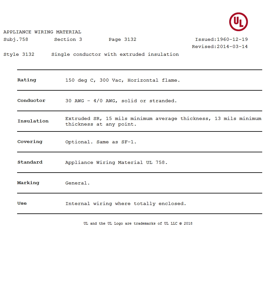 美国UL 3132 硅胶电线认证汇报 